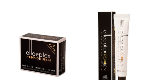 Professional lash and brow treatment products with refill pack and conditioning formula designed for salon-quality results.