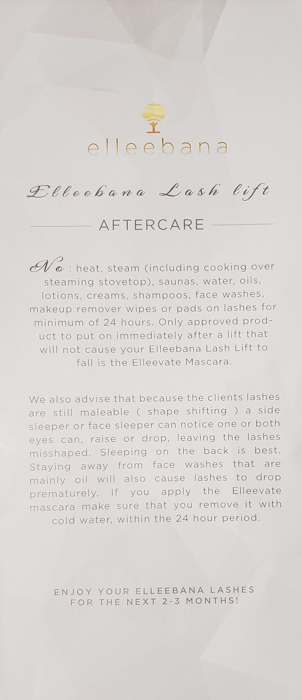 Elleebana Aftercare Flyers